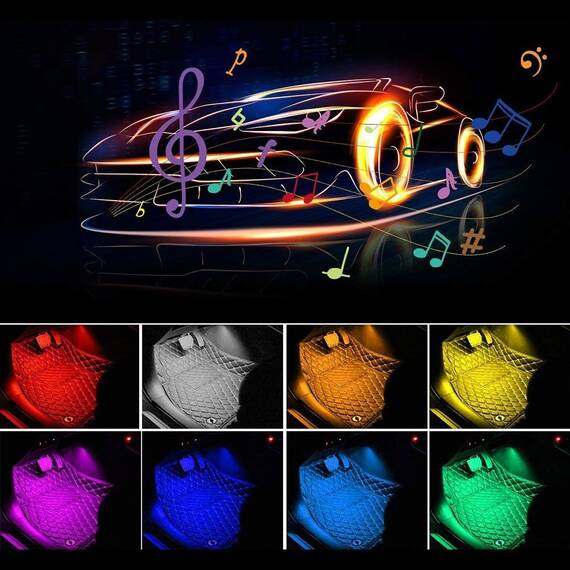 Set 4 Benzi LED RGB auto F11, functie sonora, 16.2 cm - 7- Roveli