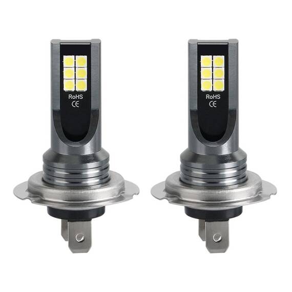 Set 2 Becuri auto LED H7, 120W/set, 12 LED SMD, 6000K, 12/24V - - Roveli
