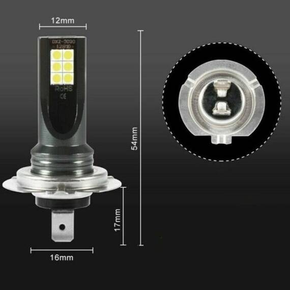 Set 2 Becuri auto LED H7, 120W/set, 12 LED SMD, 6000K, 12/24V - 4- Roveli