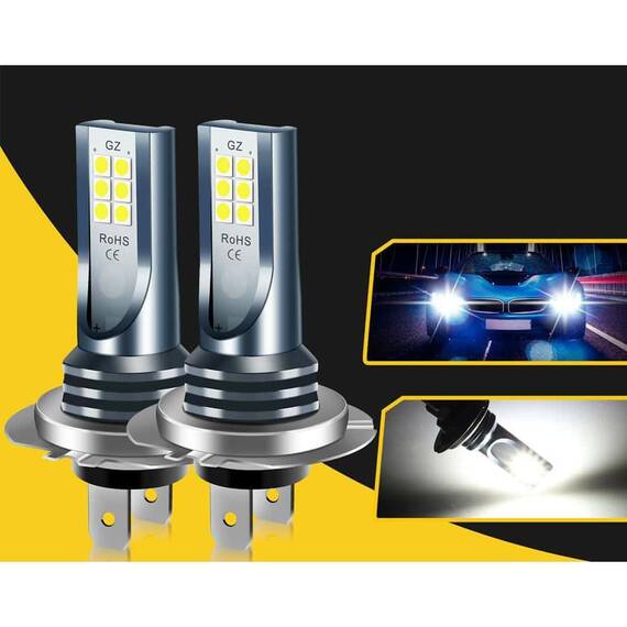 Set 2 Becuri auto LED H7, 120W/set, 12 LED SMD, 6000K, 12/24V - 6- Roveli