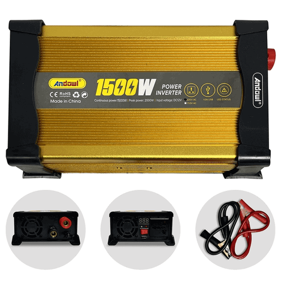 Invertor de tensiune auto KS1500, 1500W, 12V, 220V - - Roveli