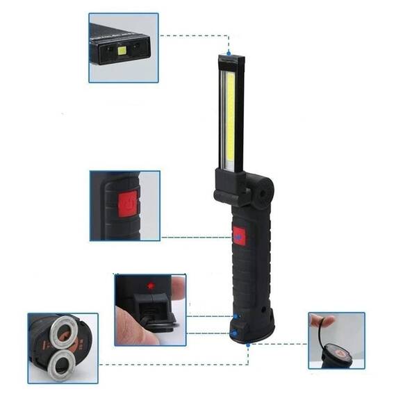 Lampa LED multifunctionala, magnet si acumulator, USB - 5- Roveli