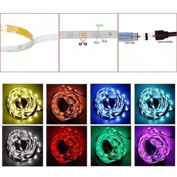 Banda LED DT30, telecomanda, LED RGB, 3m - 5- Roveli