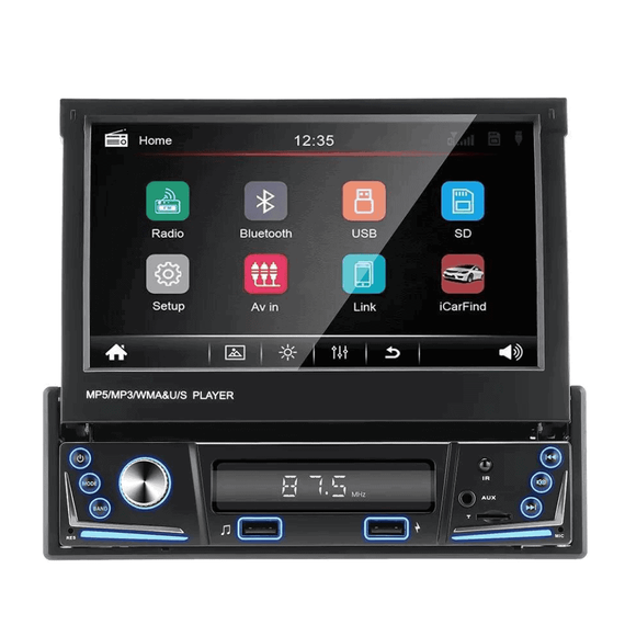 MP5 Player retractabil manual 1DIN, TFT 7 inch, telecomanda, 12V - 12- Roveli