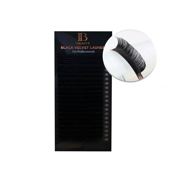 Extensii de gene MIX curbura CC Ibeauty Black Velvet, extensii gene premium, 16 linii, Grosime (26): 0.07, Lungime (26): mix (8-14) mm - - Roveli