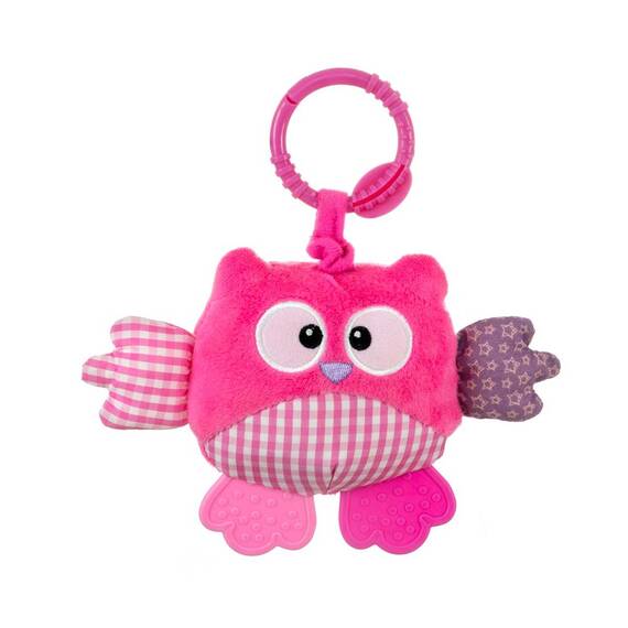 Jucarie din plus pentru agatat, fosnaie si vibreaza, Cutie Owl Pink - - Roveli