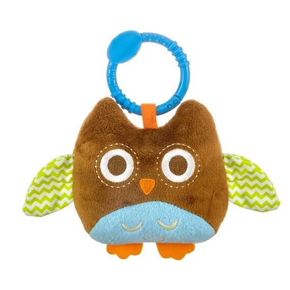 Jucarie din plus pentru agatat, cu clopotel, Happy Owl Brown - - Roveli