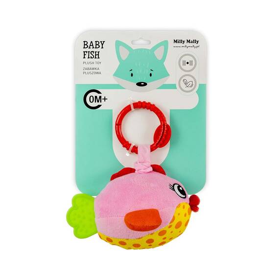 Jucarie din plus pentru agatat, fosnaie si vibreaza, Baby Fish Pink - 2- Roveli