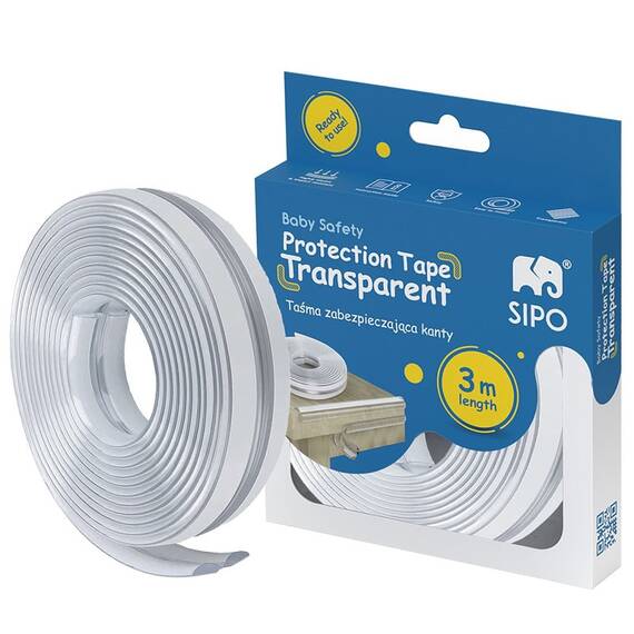 Banda protectie pentru muchii si margini cu adeziv, transparent, SIPO Baby Safety, 3 metri - - Roveli