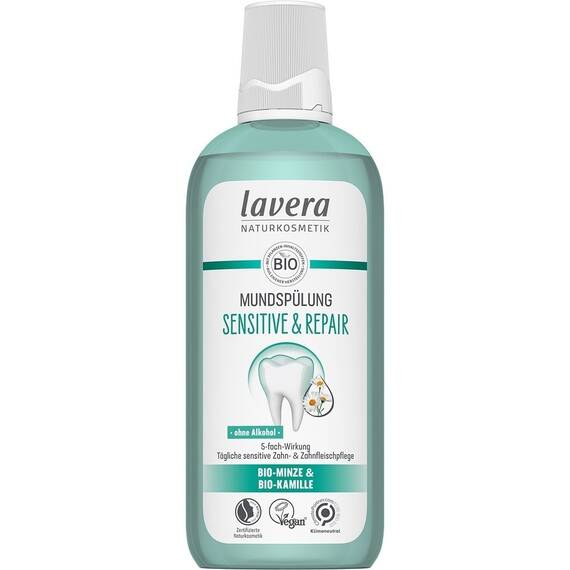 Apa de gura sensitive cu menta si musetel bio 400ml Lavera - - Roveli