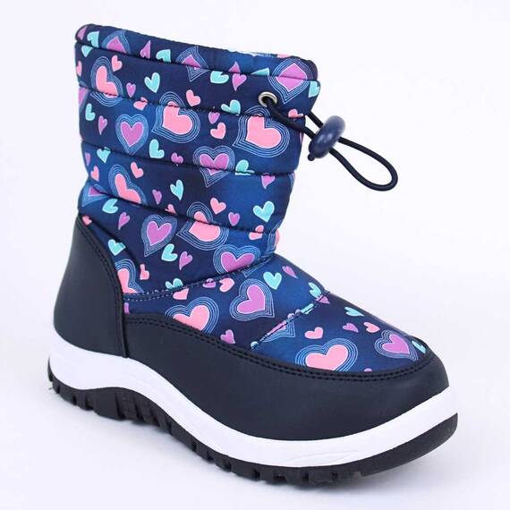 Cizme de copii, imblanite, cu modele geometrice 528-3-BLUE/PINK, Culoare (12): Albastru, Roz, Marime (12): 35 - - Roveli