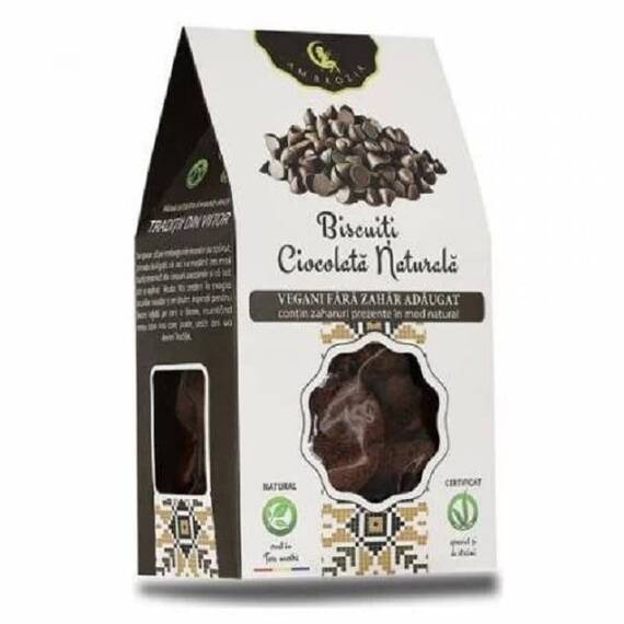 Biscuiti Vegani cu Ciocolata Naturala Fara Zahar Adaugat 130 g Hiper Ambrozia - - Roveli