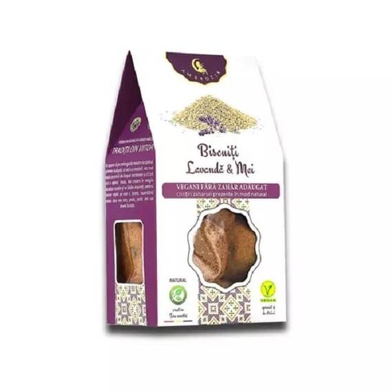 Biscuiti Vegani cu Lavanda si Mei Fara Zahar Adaugat 130 g Hiper Ambrozia - - Roveli
