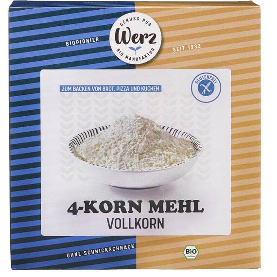 Faina bio integrala din 4 cereale fara gluten 500g Werz - - Roveli