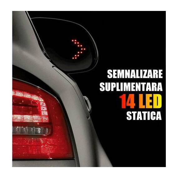Semnalizare suplimentara 14 SMD-LED ascunsa in oglinda - - Roveli