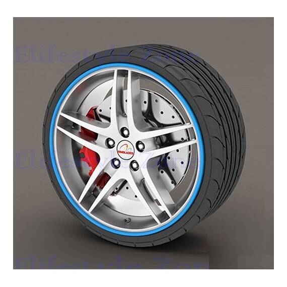 Set protectie jante, calitate Premium, 4 inele din plastic, culoare ALBASTRU - - Roveli