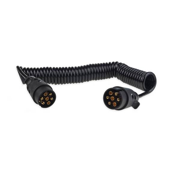 Cablu electric pentru remorca spiralat cu prize 7PIN 12V 6m - - Roveli