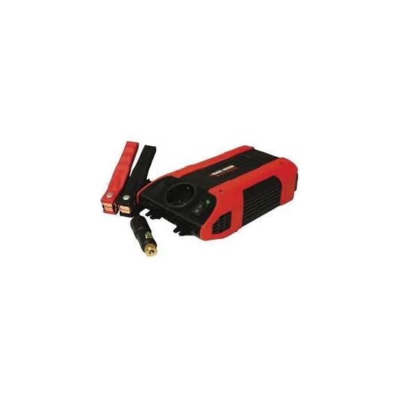 Invertor  12V Dc- 230V 50Hz, 400W Black & Decker , transformator cu siguranta de 12A , led Incarcat/Descarcat , comutator On/Off , cleme de baterie , mufa USB si stecher 230V - - Roveli