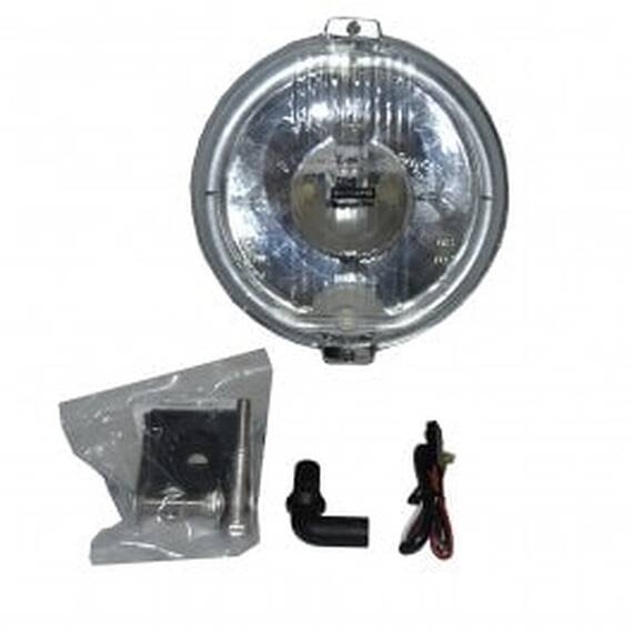 Proiector auto Wesem 12V bec H3 si led rotund , 183x97mm rotund sticla alba carcasa cromata, cu lumina de drum , 1 buc. - - Roveli
