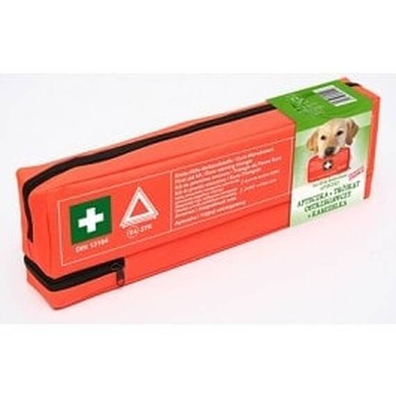 Kit siguranta auto 450x140x50 mm contine: Trusa sanitara , Triunghi reflectorizant si Vesta reflectorizanta verde - - Roveli