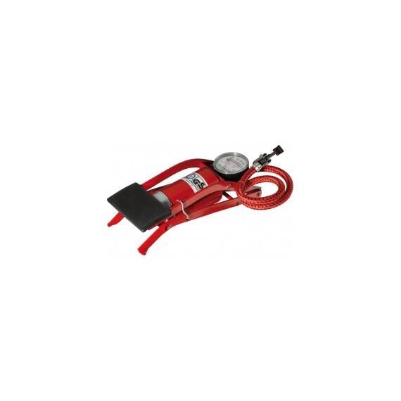 Pompa aer auto Automax de picior simpla cu 1 cilindru si manometru , 7 bar 100psi - - Roveli