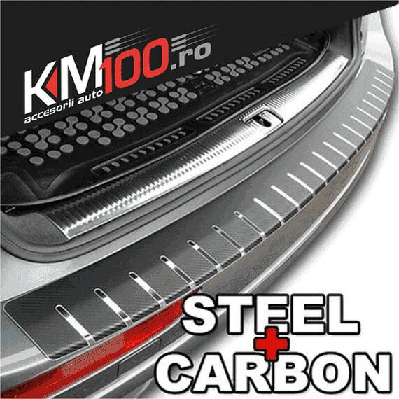 Protectie portbagaj, Crom + Carbon NEGRU (83 x 7,5cm) - - Roveli
