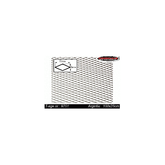 Grila spoiler Automax aluminiu argintie 100x25cm, ochi de 11x5 mm , 1 buc. - - Roveli