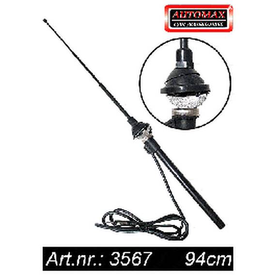 Antena auto Automax aripa telescopica 94 cm baza neagra - - Roveli