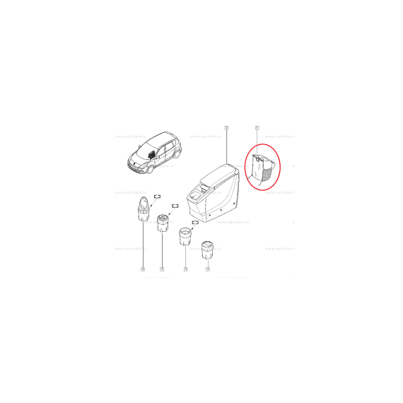 Geanta depozitare in spate la consola centrala Renault Scenic 3, produs original 7711426465 - - Roveli