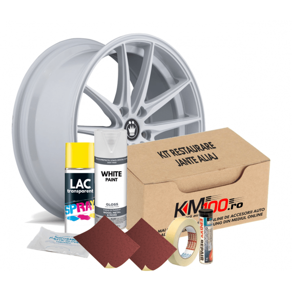 Kit reparatie jante, culoare ALB (V1) - Cod RAL: 9010 - - Roveli