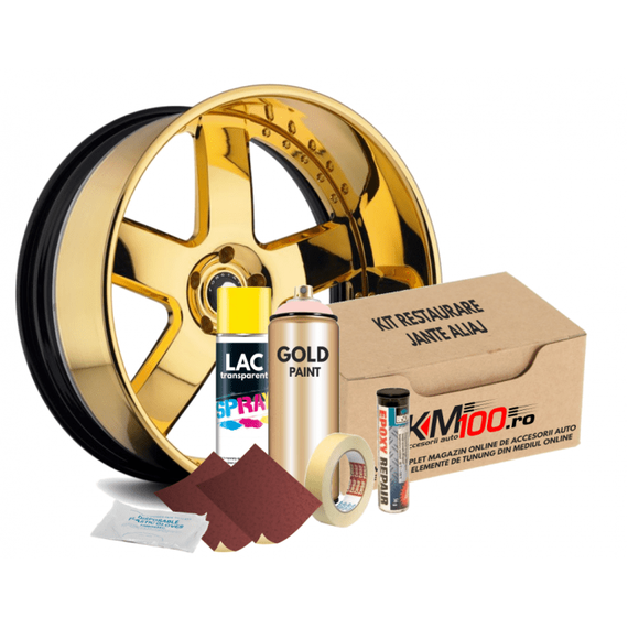 Kit reparatie jante, culoare GOLD (V1) - Aspect Cromat - - Roveli