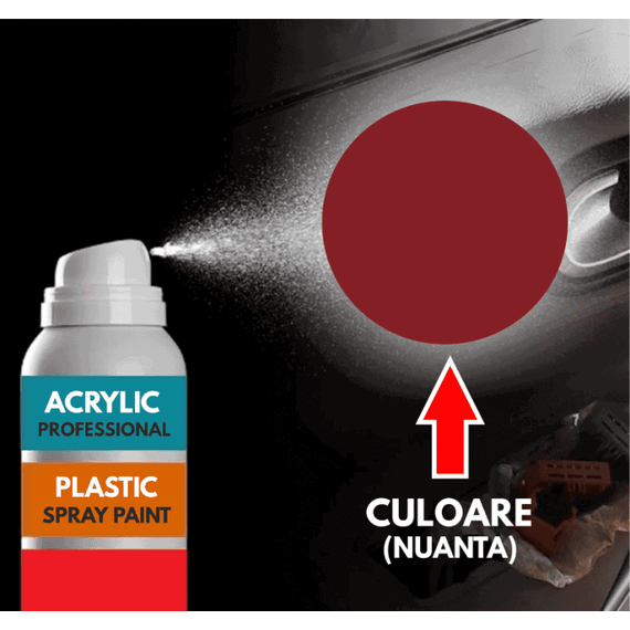 Spray Profesional RAL3004 pentru vopsire elemente din plastic sau metal - - Roveli