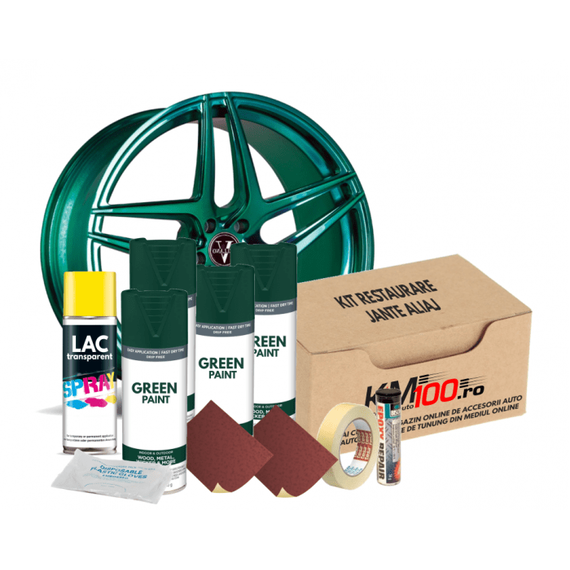 Kit reparatie jante, culoare VERDE INCHIS (V4) - Cod RAL: 6009 - - Roveli