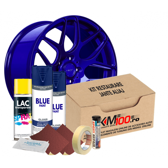 Kit reparatie jante, culoare ALBASTRU (V2) - Cod RAL: 5010 - - Roveli