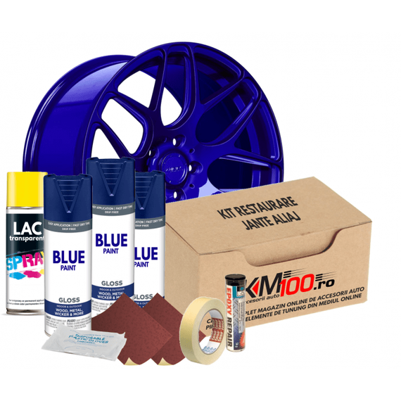 Kit reparatie jante, culoare ALBASTRU (V3) - Cod RAL: 5010 - - Roveli