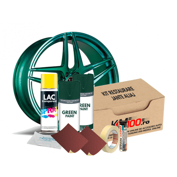 Kit reparatie jante, culoare VERDE INCHIS (V2) - Cod RAL: 6009 - - Roveli