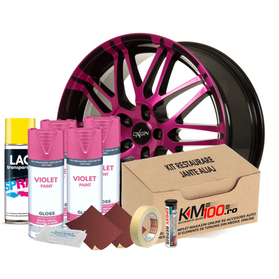 Kit reparatie jante, culoare VIOLET (V4) - Cod RAL: 4008 - - Roveli