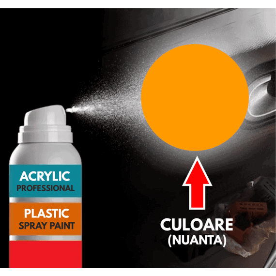 Spray Profesional RAL1028 pentru vopsire elemente din plastic sau metal - - Roveli
