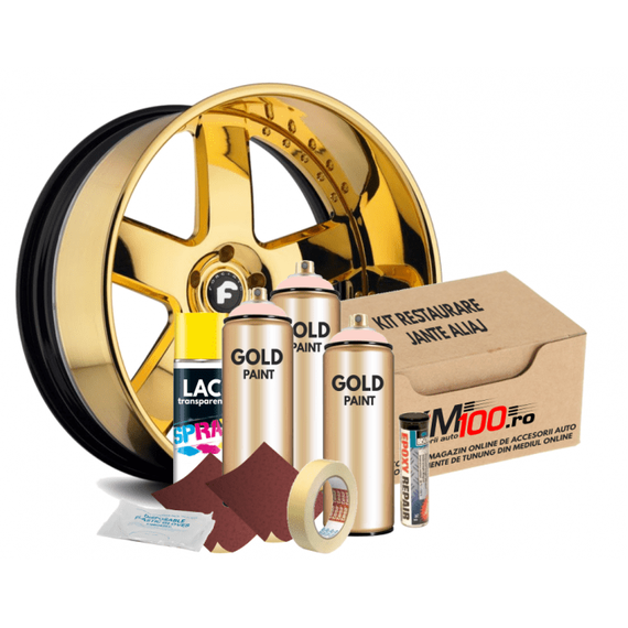 Kit reparatie jante, culoare GOLD (V3) - Aspect Cromat - - Roveli