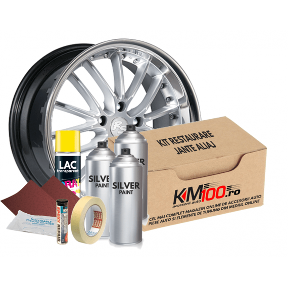Kit reparatie jante, culoare SILVER (V3) - Argintiu Metalizat - - Roveli
