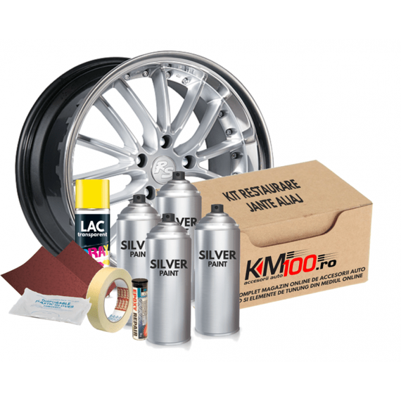 Kit reparatie jante, culoare SILVER (V4) - Argintiu Metalizat - - Roveli