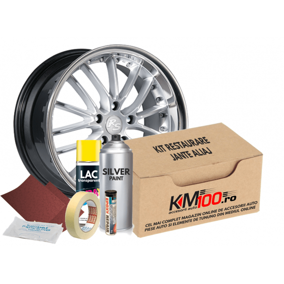 Kit reparatie jante, culoare SILVER (V1) - Argintiu Metalizat - - Roveli