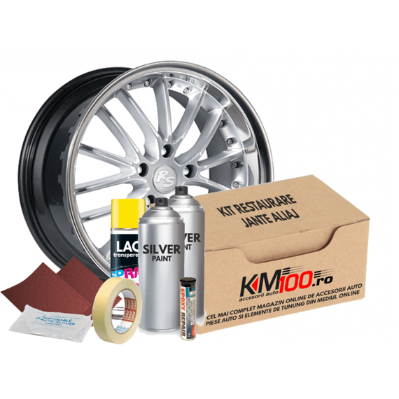 Kit reparatie jante, culoare SILVER (V2) - Argintiu Metalizat - - Roveli