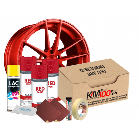 Kit reparatie jante, culoare ROSU (V3) - Cod RAL: 3020 - - Roveli