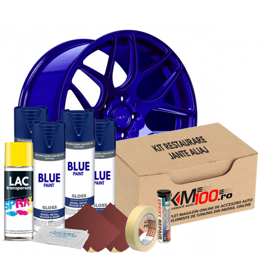 Kit reparatie jante, culoare ALBASTRU (V4) - Cod RAL: 5010 - - Roveli