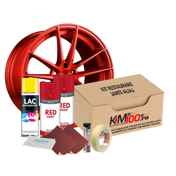 Kit reparatie jante, culoare ROSU (V2) - Cod RAL: 3020 - - Roveli
