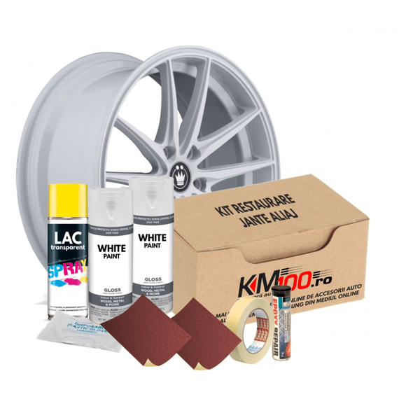 Kit reparatie jante, culoare ALB (V2) - Cod RAL: 9010 - - Roveli