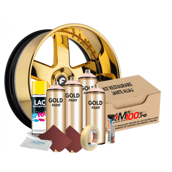 Kit reparatie jante, culoare GOLD (V4) - Aspect Cromat - - Roveli