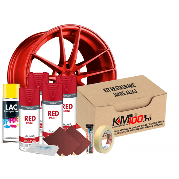 Kit reparatie jante, culoare ROSU (V4) - Cod RAL: 3020 - - Roveli