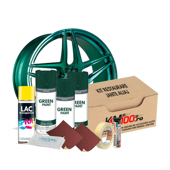 Kit reparatie jante, culoare VERDE INCHIS (V3) - Cod RAL: 6009 - - Roveli